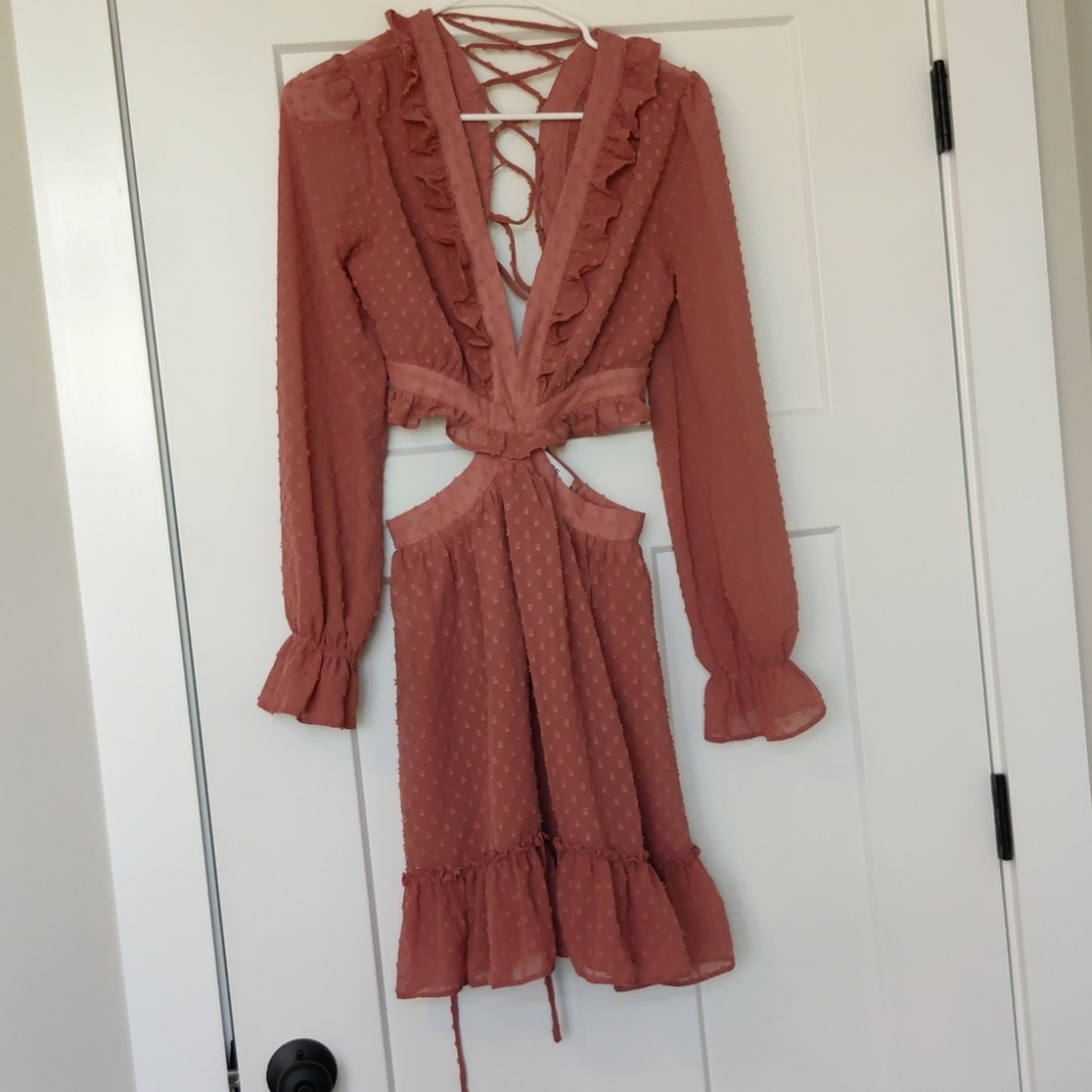 Mauve pink ruffle dress